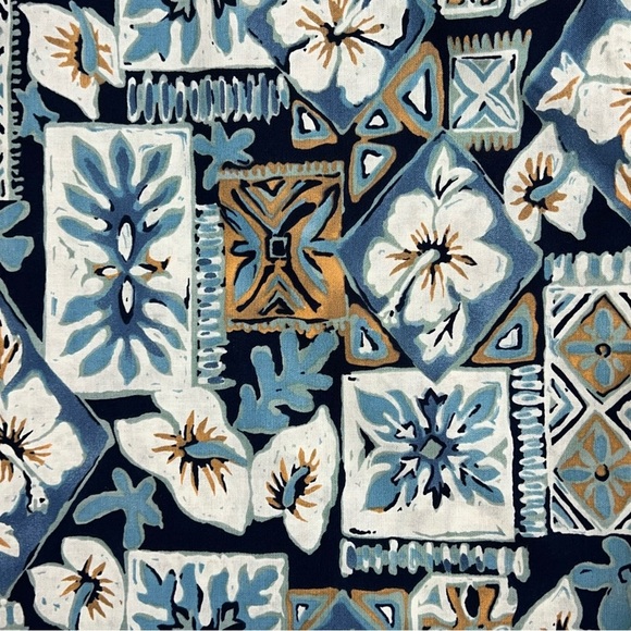 Pierre Cardin Men's Blue and Brown Hawaiian Patterned Shirt size Medium - Picture 5 of 13